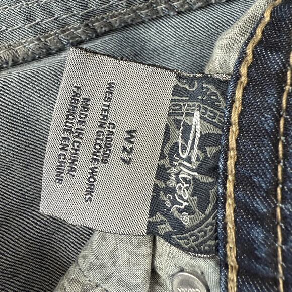 Silver Jeans Tuesday Skinny Crop Womens 27 Dark Wash Embroidered Stretch Denim - Picture 8 of 14